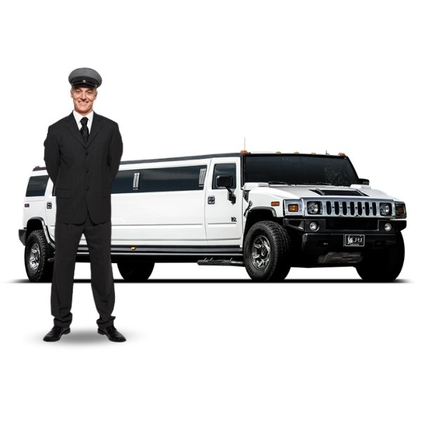 White Hummer stretch limousine with chauffeur